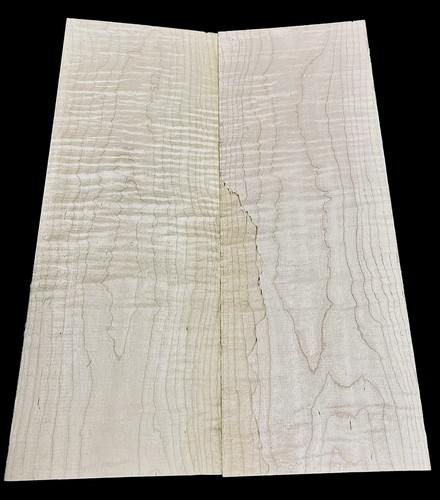 7/16" Carve Top Curly White Maple 2pc Guitar 19”x14”"x.4" Flame Strat LP Bass