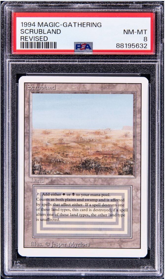 1994 Scrubland Revised MTG Magic Rare Dual Land ENGLISH PSA 1994 Scrubland Revised MTG Magic Rare Dual Land ENGLISH PSA