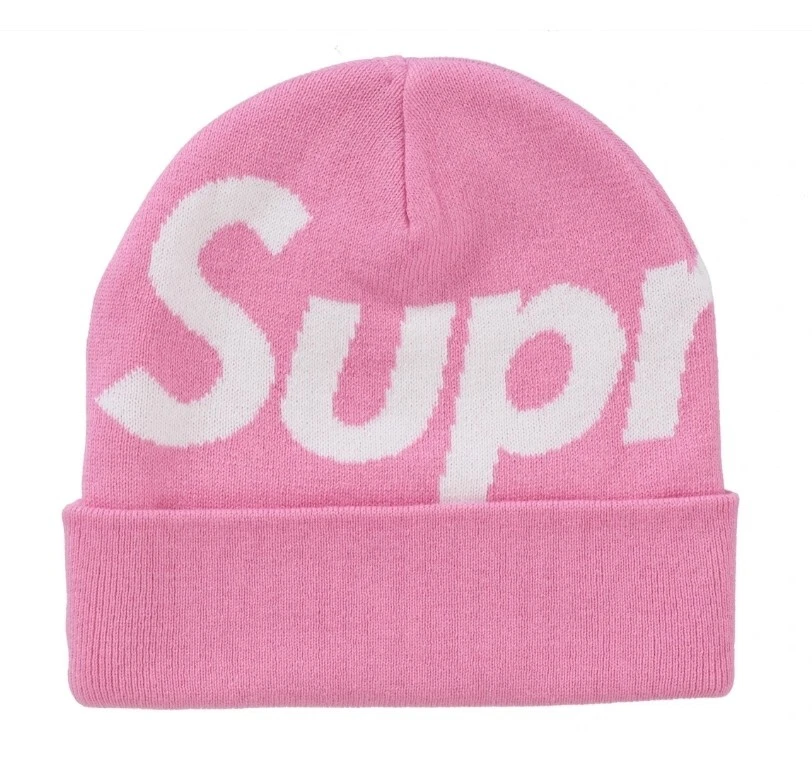 Bonnet rose Supreme New York Skateboards grand logo FW24 neuf 
