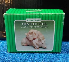 Porcelain NESTLED PIGS Set Salt & Pepper Shakers matscott international.