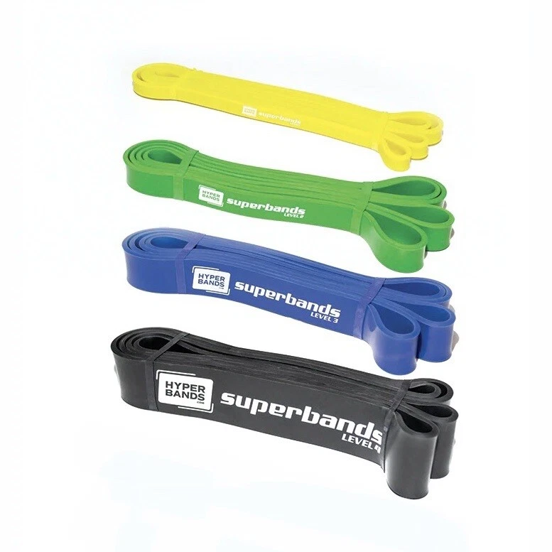 Superbands Set of 4 Long Resistance Bands Fitness Gym Bands HYPERBANDS