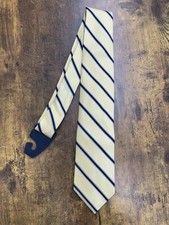 Brooks Brothers Gold Tie With Navy  White Stripes 100 Silk Men's Necktie 57"