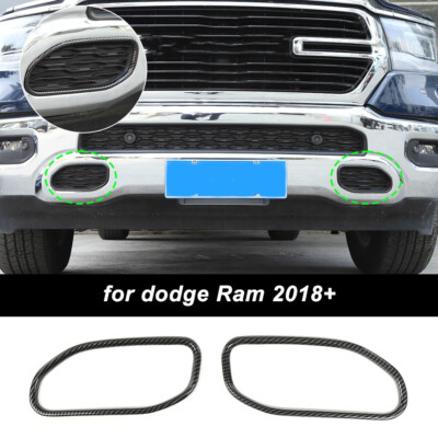 Car Front Bumper Grille Decor Cover Trim Bezels For Dodge Ram 2018+ Carbon Fiber