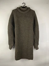 Isabel Marant Luxury Women's Dark Khaki Rare Hilde Wool Knitted Dress Size 38