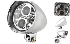 Motorcycle 4.5inches Aluminum Tri Bar Visor Alloy LED Headlight Lamps Chrome