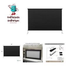 RV Blinds - Pleated Shades, 38" W x 24" L Black RV Window Shades for Camper, ...