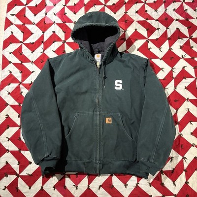 Vintage Carhartt Michigan State Spartans Hooded Jacket Mens XXL Green J130 SPC