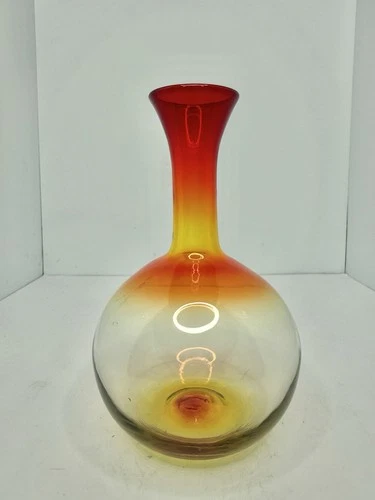 Vintage MCM Blenko Glass 687 Vase In Tangerine 8.25” 1yr Only