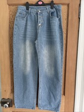 Blue Wide Leg Button Up Jeans Size XL