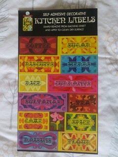 Fabulous Sealed pack of 1970s Kitchen Jar Labels Psychedelic Great framed