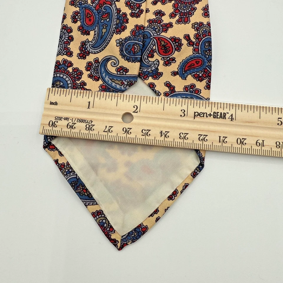 Corbata Brooks Brothers para hombre seda cachemira beige azul rojo hecha en Italia Foto 4 de 4