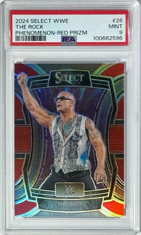 The Rock* 2024 Panini Select WWE - Phenomenon #26 PSA 9 (MINT) Wrestling Card