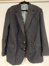 Stafford Men's Navy Blue Blazer Gold Crest Buttons 2-Button Jacket