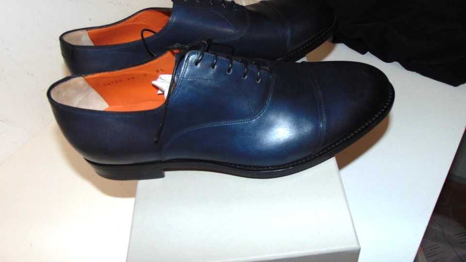 SANTONI STRINGATE IN VERA PELLE NUOVA COLL. 43,5  BLU 750,00 CART. SAN-C-016G - Immagine 2 di 4