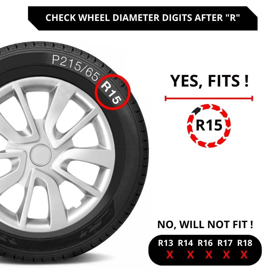 Juego de 4 tapacubos de 15" para protector de cubierta de rueda completa plateado para Suzuki Foto 2 de 4