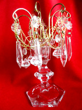 Vintage Crystal Cut Glass Candlestick Handler holder 19 cm Good Condition