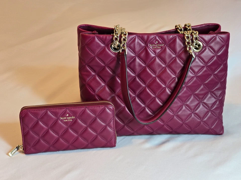 Kate Spade Natalia Quilted Smooth Leather Chain Tote Bag with Matching Wallet - Image 2 of 4