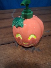 Vintage 1997 WT Ceramic Pumpkin Jack O Lantern Soap Dispenser Halloween NEW NOS