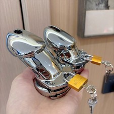 Short/Long Metal Chastity Penis Cage Lockable Device for Male Restraints BDSM