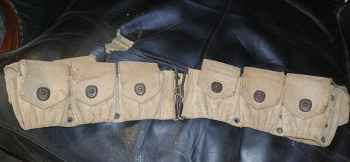 WW2 Ammo Belt Canvas Antique Army Belt Military Belt with stamp