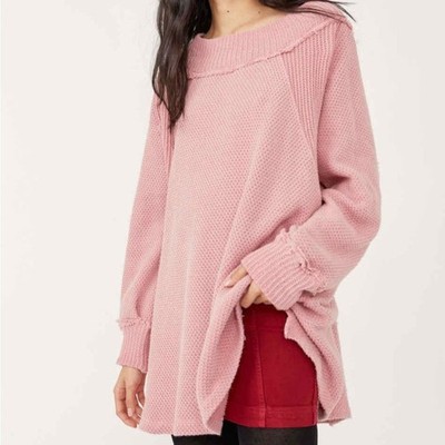 We The Free Free People She s a Keeper Soft Pink Crew Neck Tunic Sweater Size S