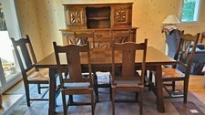 salle à manger complète, bois massif, marron foncé, excellent état, 6-10 pers.