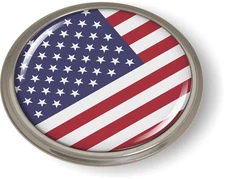 BestLicensePlateFrames American Flag 3D Domed CAR Emblem Badge Sticker Round
