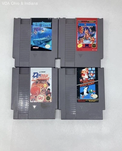 Super Mario Bros Duck Hunt Double Dribble 4 NES Game Lot Nintendo 1980s