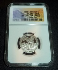 2010 S Clad 25C Yellowstone N.P. PF 69 Ultra Cameo Coin