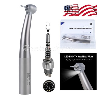 Dental LED Fiber Optic Handpiece fit KAV 4 Spray Ceramic Bearing+Coupler 6Holes