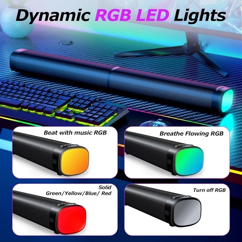 3D Sound Bar Immersive Deep Bass RGB Lights Multiple Inputs Gaming Audio New - Image 3 of 4