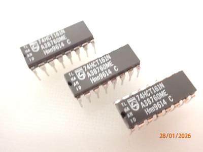 74HCT161N PHILIPS 4-stufiger binärer Zähler IC 16 Pin DIP16, MEIN UK LAGER x4 Stück