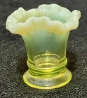 Fenton Topaz Opalescent #37 Miniature Oval Crimped Vase