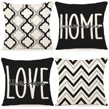 Farmhouse Pillow Covers 18x18 Set of 4 Throw Pillow Covers Rustic Linen Decor...