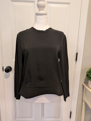 Tom Ford Women's Black Quilt Banded Acetate And Silk Blouse Top Size 44 US 10/12