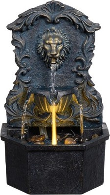 Tabletop Waterfall Fountain with Lion Head   Resin Table Top Water Fountains I