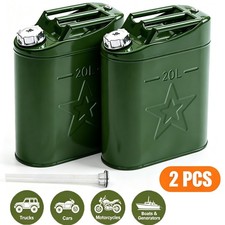 2PCS 5Gallon 20L Jerry Can Metal Steel Tank Military Style Storage Gasoline Can