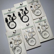 6 New 3-in-1 Fast 3FT Charging Cable - Light 8-Pin , USB-C, and Micro-USB
