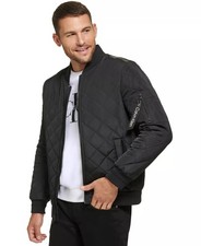 Calvin Klein Men's Quilted Baseball Jacket with Rib-Knit Trim New With Tags 