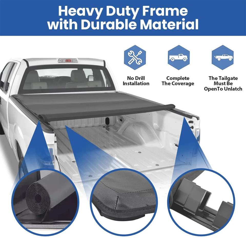 Cubierta enrollable suave para caja de camioneta de 6,5' para Ford F150 F-150 Heritage 1997-2004 Foto 4 de 4