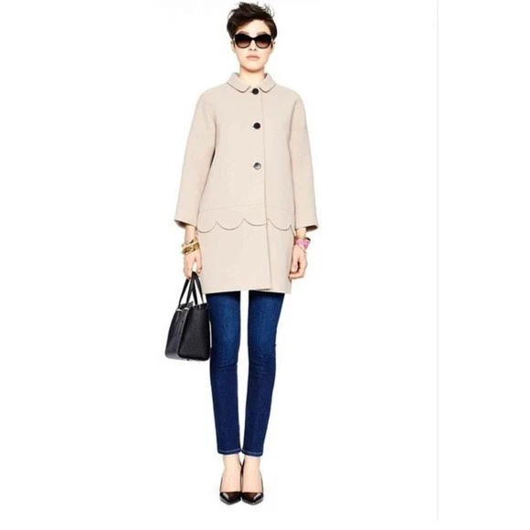 Cappotto giacca Kate Spade smerlato Talia Peacoat 12 L grande