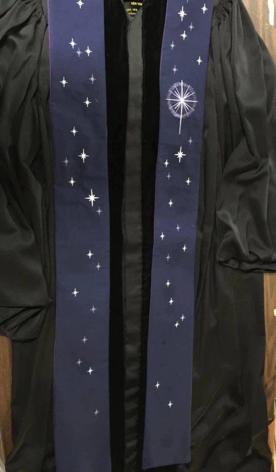 Advent Clergy Stole with Nativity Star and night sky. Embroidery - Image 3 of 3