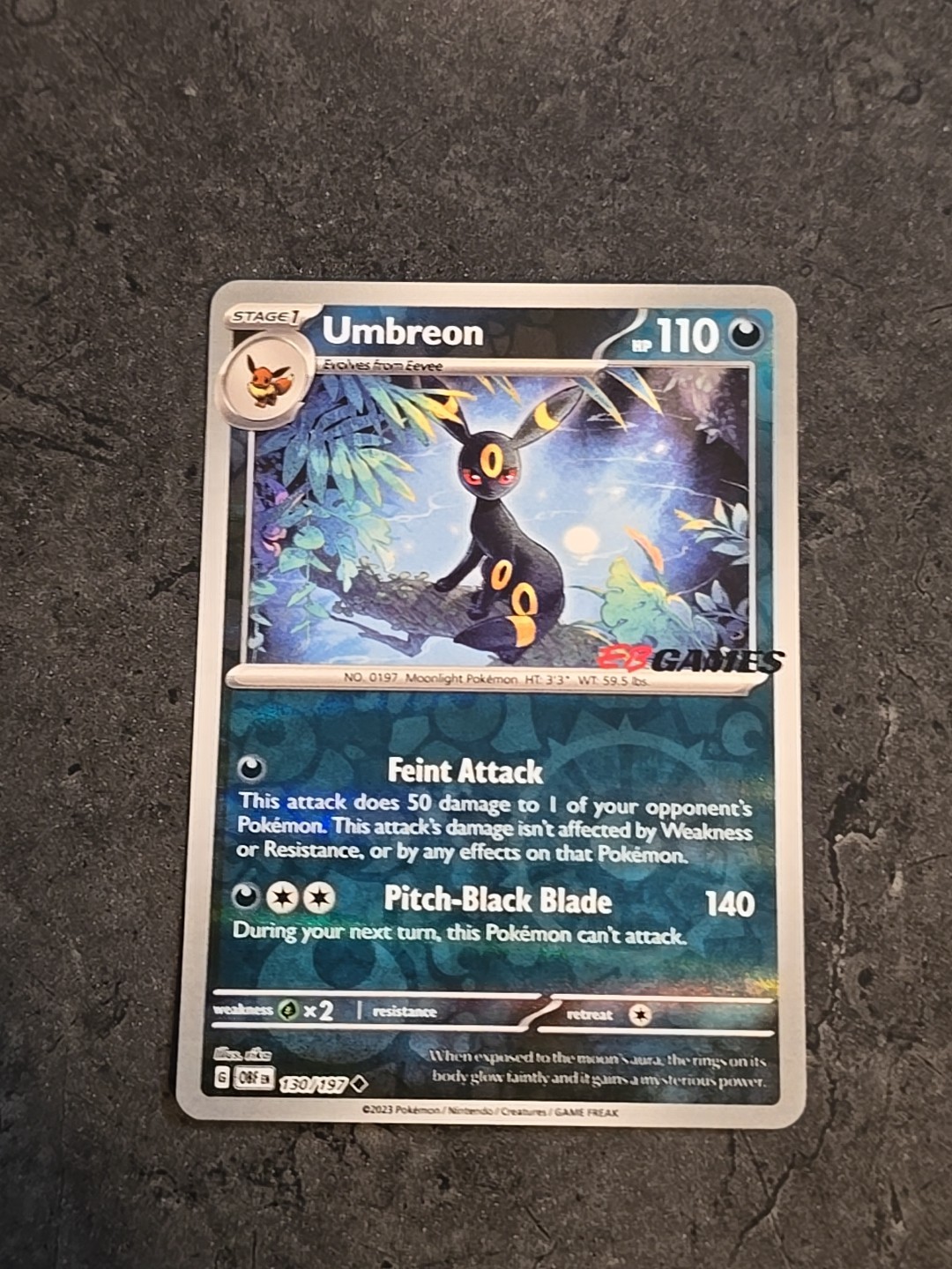 Pokemon TCG Umbreon Obsidian Flames EB Games Stamped Promo 130/197 NM