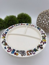 Disney Snack N Fun Time Divided Plate Vintage Made in USA ABC 123 Border