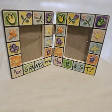 "Our Grandma Is The Best" Bi-fold Picture Frame. Russ Berrie. Holds 2 Photos