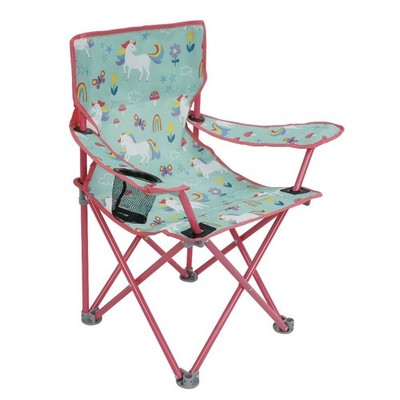 Kids Folding Camp Chair with Safety Lock Unicorn Print 125lb Capacity Outdoor