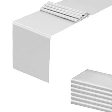 6 Pack Silver Table Runners Satin Table Runner 12x108 Inches Long Silk and Sm...