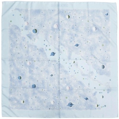Excellent Condition HERMES Carr 90 LA VOIE LACTEE Milky Way Silk Light Blue Scar