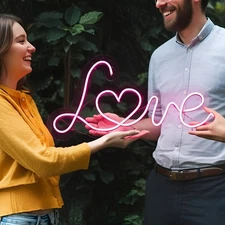 Love LED Neon Sign Light Decoration USB Dimmable Bedroom Wedding Romantic