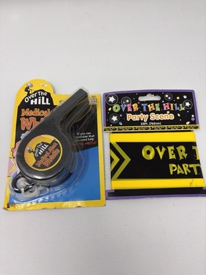 Over the Hill Medical Alert Giant Whistle Funny Birthday Gag Gift & Caution Tape
